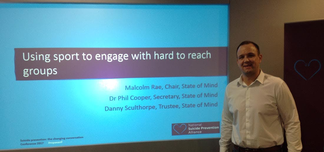 Danny Sculthorpe presenting at the National Suicide Prevention Alliance Conference